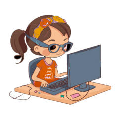 girl using computer